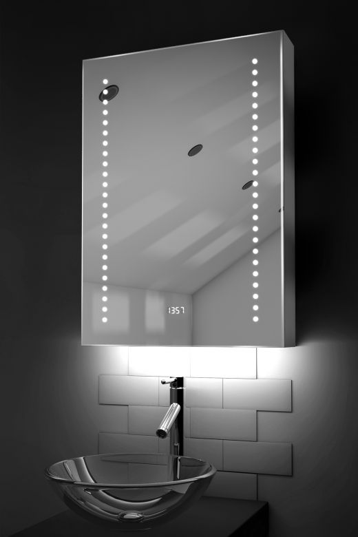 Ghita digital clock LED bathroom cabinet with ambient under lighting