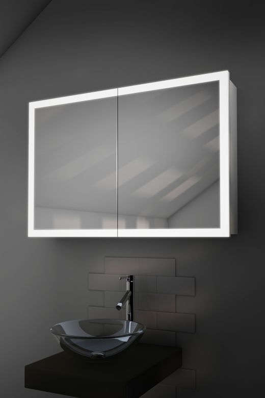 Sophia Double Door Edge-Lit Bathroom Mirror Cabinet