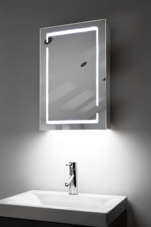 Filia demister bathroom cabinet with colour change under lighting