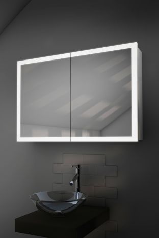 Sophia Double Door Edge-Lit Bathroom Mirror Cabinet