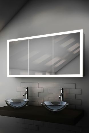 Artemis Three Door Edge-Lit Bathroom Mirror Cabinet