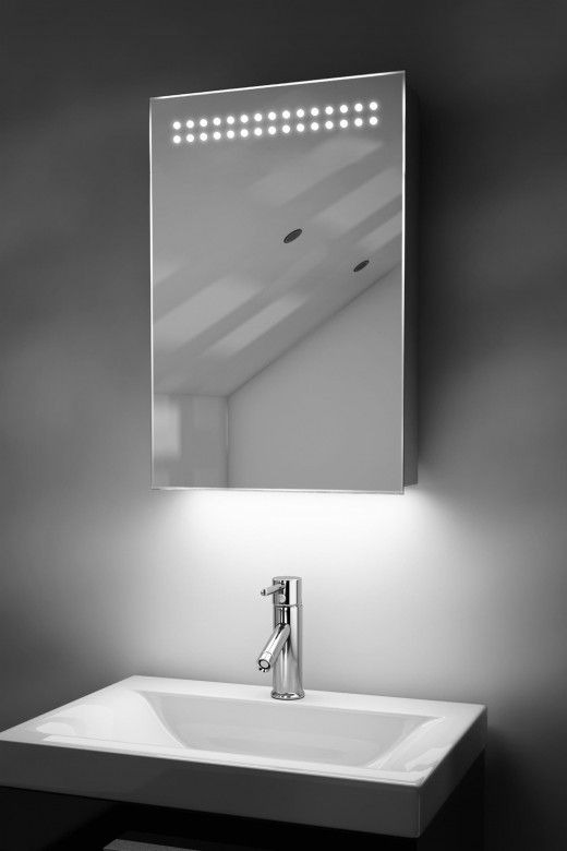 Jewel demister bathroom cabinet with RGB under light & Bluetooth audio