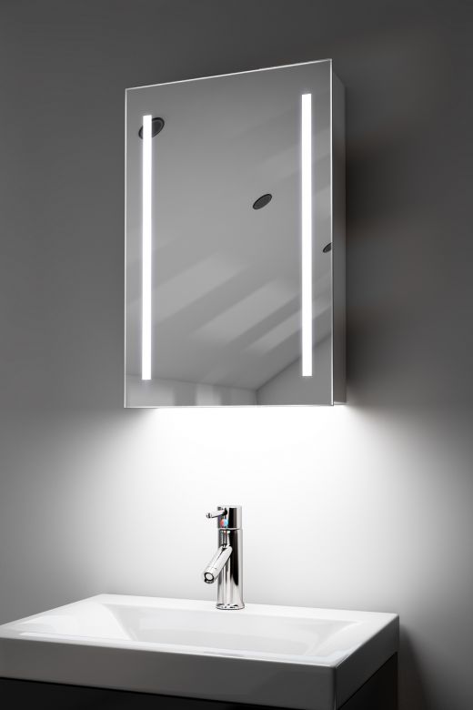 Calais demister bathroom cabinet with RGB under lights and Bluetooth
