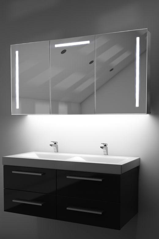 Cali demister bathroom cabinet with colour change under lighting