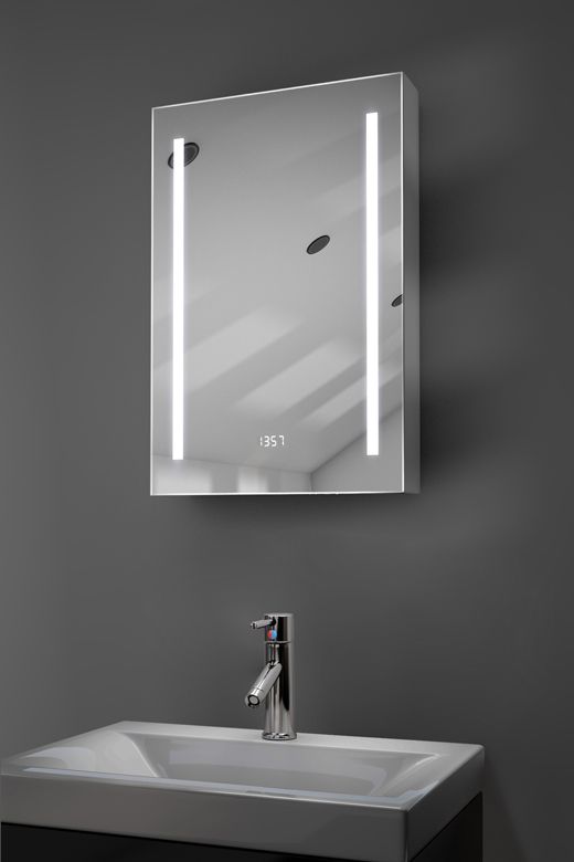 Calais digital clock demister bathroom cabinet with Bluetooth audio