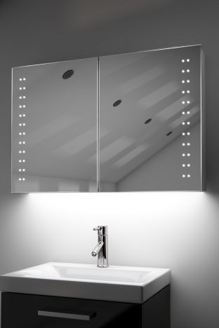 Galan demister bathroom cabinet with colour change under lighting