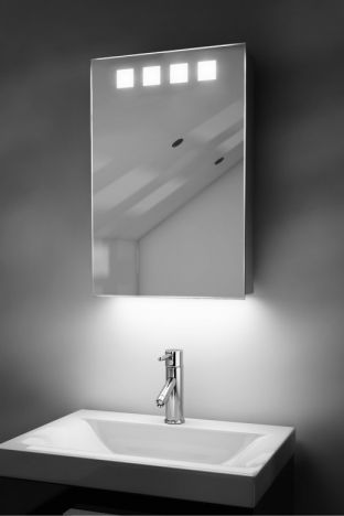 Nova demister bathroom cabinet with colour change under lighting