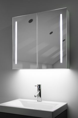 Rhea demister bathroom cabinet with colour change under lighting