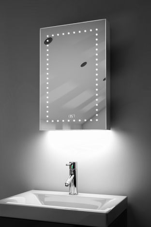 Elora digital clock bathroom cabinet with audio & ambient under lights